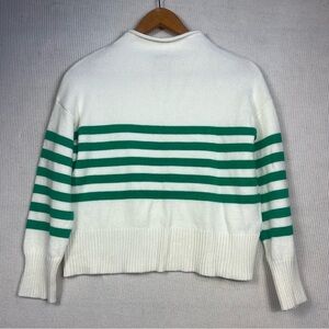 Truth by Republic Cream & Green Striped Mock Neck Sweater Size Medium Casual